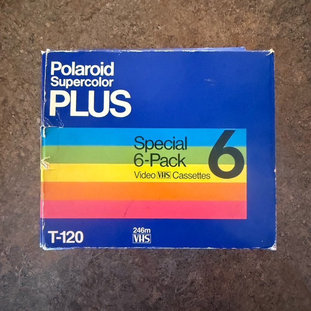 New Polaroid Supercolor Plus T-120 6-Pack VHS Video Cassettes 246m